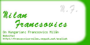 milan francsovics business card